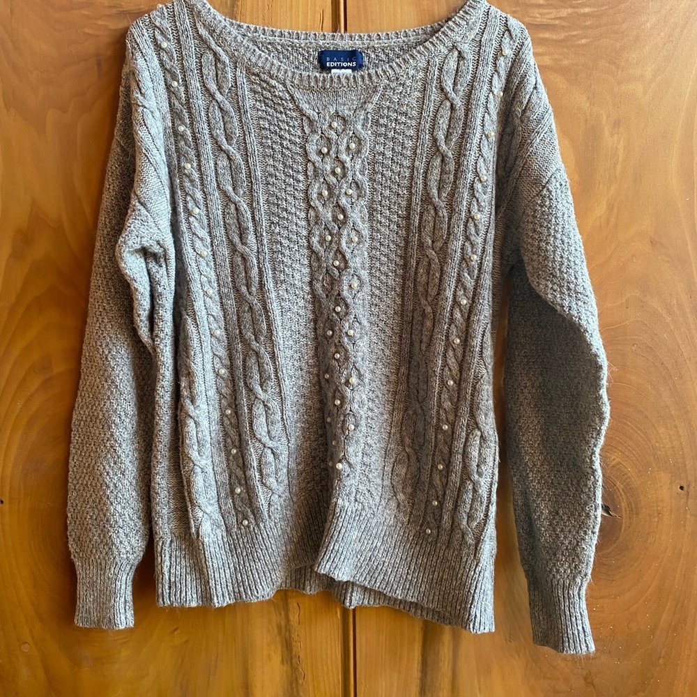 Basic Editions Grey Cable-Knit Sweater - image 1